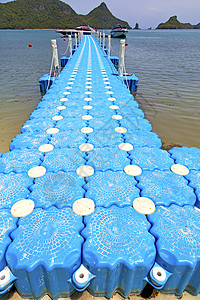 绿色塔伊兰港汉干湾的塑料码头海岸线图片