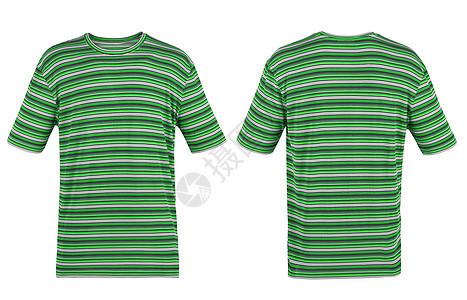 绿色条纹T恤衫图片