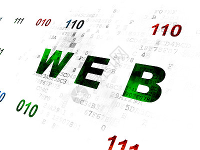 Web 开发概念 Web 上数字背景像素化交通绿色技术展示灰色网络监视器引擎数据图片