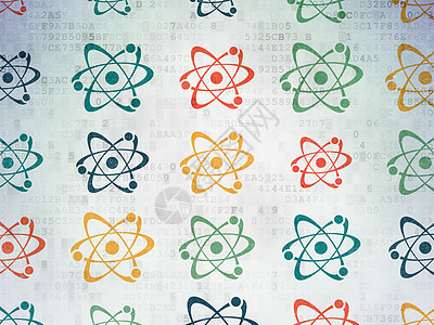 科学概念 数字纸张背景上的分子图标 单位 百万分之五白色轨道知识教育物理技术化学原子灰色创新图片