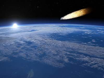 陨石爆炸3D 转化为陨石速度太阳宇宙行星天空烧伤星系插图天文学背景