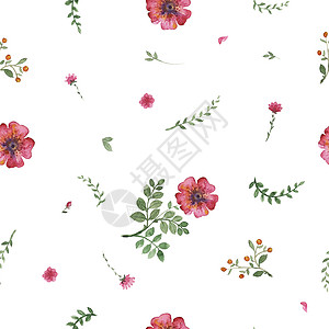 鲜花水彩图案纺织品植物群花园纪念日风格周年织物手绘叶子笔触图片