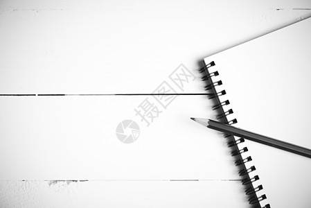 笔记纸黑白颜色风格和笔记纸办公室教育写作铅笔日记螺旋空白学校笔记本商业图片