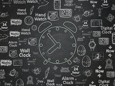 时间表概念 学校董事会背景的警报时钟时间黑色绘画学习历史日程黑板木板划痕手表图片