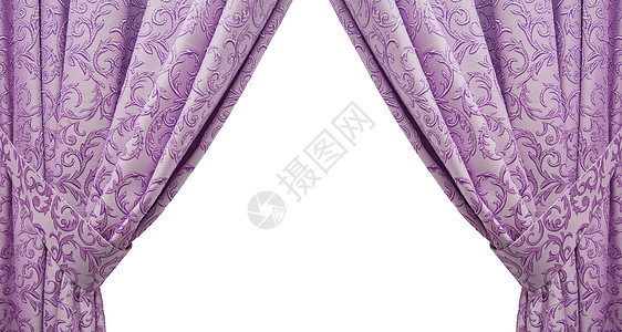 以经典风格的美丽紫色窗帘织物宏观装饰纺织品折叠柔软度丝绸天鹅绒奢华曲线图片