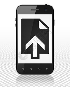 网络开发概念 在显示时上传的智能手机屏幕网页正方形黑色电话互联网代码网站数据按钮图片