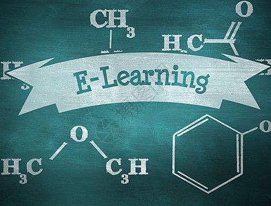 利用绿色黑板进行电子学习一个字流行语教育科学化学公式背景图片