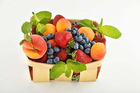 草莓 杏子 蓝莓 蜜桃收成水果木头水壶农业乡村树叶味道饮食橙子图片