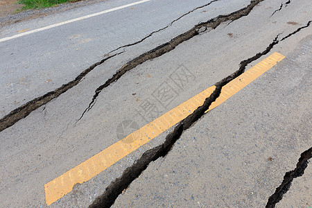 破碎的沥青路侵蚀街道裂缝失败警告地震灾难环境安全小伙子图片