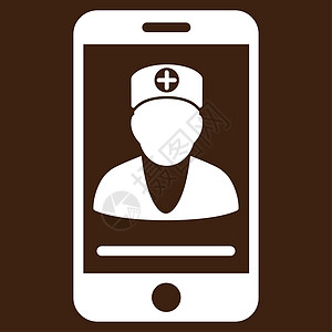 在线医生图标卫生保健互联网棕色从业者字形白色手机医疗医师图片