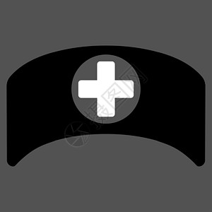 Cap医生章图标医师医疗灰色卫生帽子护士字形救护车黑与白护理人员图片