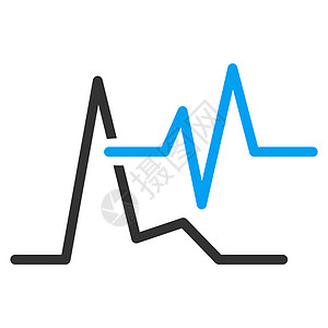 Ecg 图标诊断蓝色脉冲心脏病学信号图表有氧运动韵律脉搏脉动图片