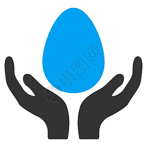 孵化器图标蓝色安全怀孕母鸡孵化保险灰色字形蛋壳发抖图片
