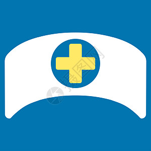 Cap医生章图标蓝色字形卫生救护车帽子护士保健白色背景医疗图片