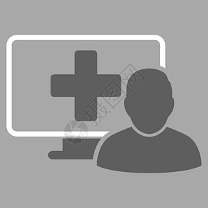 在线医学图标男人药店帮助互联网专家灰色监视器字形药品网上药店图片