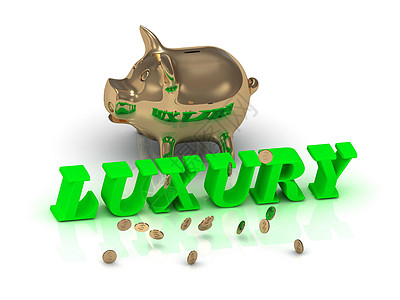 LUXURY - 绿色字母和金金猪的注册图片