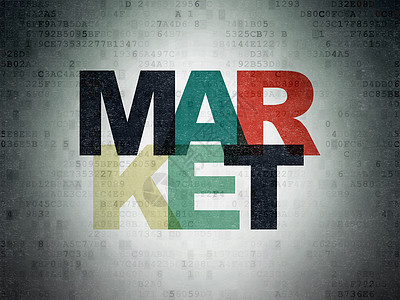 营销理念 数字纸背景上的市场图片