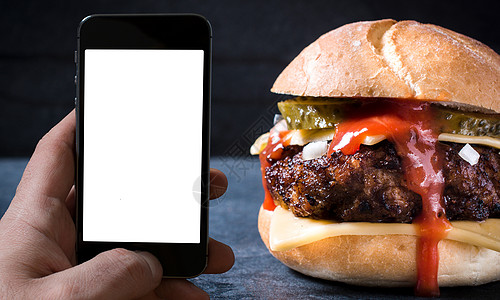 食物食品订单概念手机吃饭营销菜单屏幕命令短信旅途空白咖啡店图片