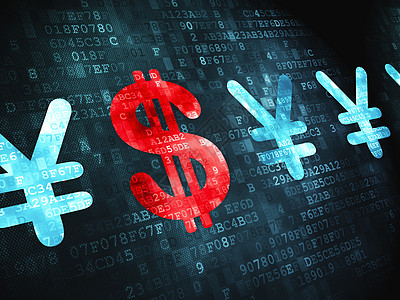货币概念 数字背景的美元和日元贷款电脑银行业账单银行储蓄监视器投资债务价格背景图片