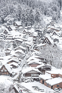 冬季白川果建筑旅行旅游观光外表茅草村庄遗产世界季节图片