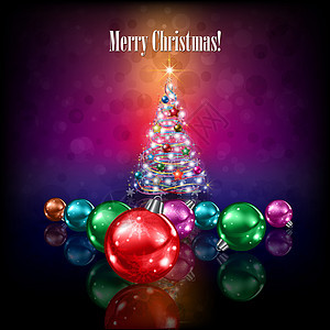 以圣诞树和雪花为庆祝节日插图星星庆典丝带假期背景图片