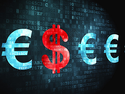 银行业务概念 数字背景的美元和欧元信用交换屏幕市场展示监视器现金库存联盟价格背景图片