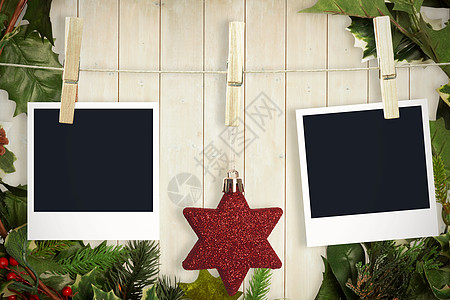 挂挂圣诞照片的复合图像Name栅栏圆圈数字假期枞树框架粮食地板环境绘图图片