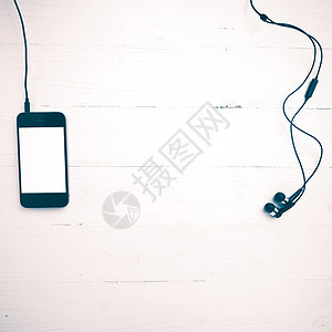 有耳机古代风格的手机电话音乐耳塞白色电缆技术音乐播放器玩家按钮娱乐图片