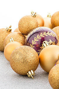 小龙虾图片金金色圣诞球魔法金子团体风格假期装饰玻璃灯泡辉光圆圈背景