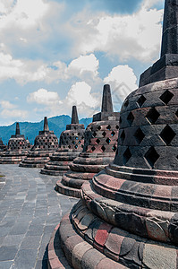 波罗布杜尔斯图帕传统雕像石头宗教神话吸引力历史仪式游客寺庙图片