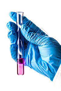 手握化学试验管瓶子科学烧杯药品实验室化学品试剂液体生物测试图片