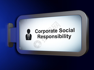 财务理念 企业社会责任和广告牌背景上的商务人士营销横幅金融伙伴公司账单蓝色领导投资交易图片