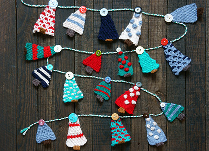 手工制作的装饰品 编织的松树 圣诞节 Xmas季节性印象假期团体风格按钮饰品季节装饰产品图片