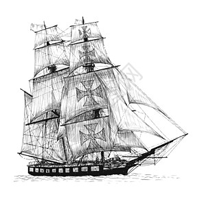 手工抽取的原油船铅笔白色海军旅行手绘假期航程绘画草图涂鸦图片