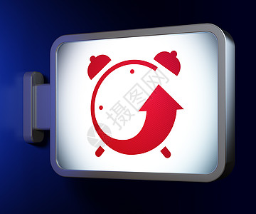 广告牌背景上的时间轴概念闹钟海报指针时间展示手表白色日程广告账单红色图片