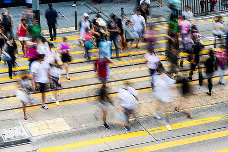香港繁忙道路的模糊抽象摘要图片