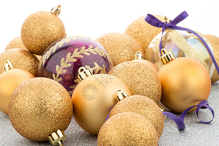 金金色圣诞球装饰装饰品庆典火花灯泡魔法乐趣假期圆圈金子图片