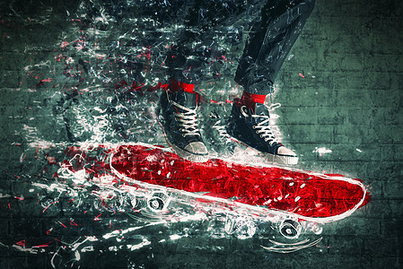滑板机跳跃滑板运动鞋溜冰者运动插图城市文化滑冰青年行动图片