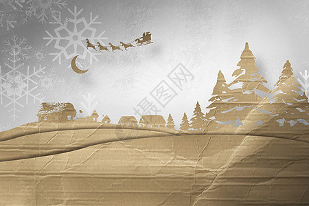 圣诞节现场的复合图像环形图雪花时候喜庆木头地板快乐假期墙纸绘图计算机图片