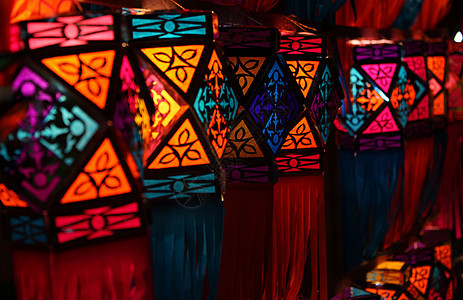 五颜六色的排灯节灯笼喜庆宗教传统节日瓦利文化背景图片