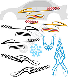 车辆图象 条纹分数贴纸大奖赛旗帜自行车插图模版运动货车卡车图片
