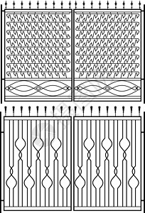锻铁门 门 栅栏 窗户 格栅 栏杆设计边界夹子风格装饰艺术框架滚动炙烤螺旋插图图片