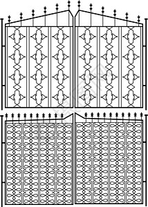 锻铁门 门 栅栏 窗户 格栅 栏杆设计边界库存艺术装饰投掷螺旋炙烤滚动制造插图图片