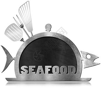 钢鱼黑板鱼     海食菜单午餐餐饮横幅盘子厨房框架厨师食物插图餐厅背景