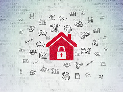 商业概念 数字文件背景的家居绘画房子金融战略数据电脑代码安全软垫公司图片