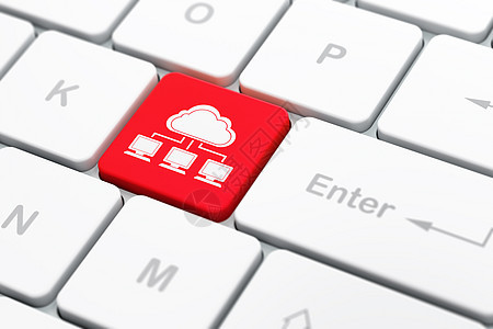 计算机键盘背景上的云计算概念云网络社会技术按钮互联网服务器监视器计算局域网高科技桌面图片