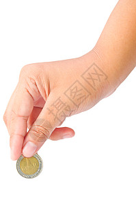 妇女手里的泰国浴钱币图片