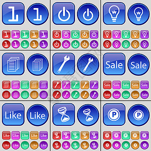 一 电力 灯泡 文字 断肢 销售 像沙漏 泊车 一大堆多色按钮图片