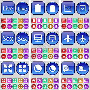 现场 电池 向下箭头 性 服务器 飞机 部署屏幕 月亮 卷尺 一大套多色按钮图片