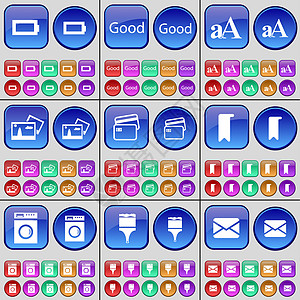 电池 商品 字体 信用卡 记号笔 洗衣机 刷子 留言 一大套多色按钮图片